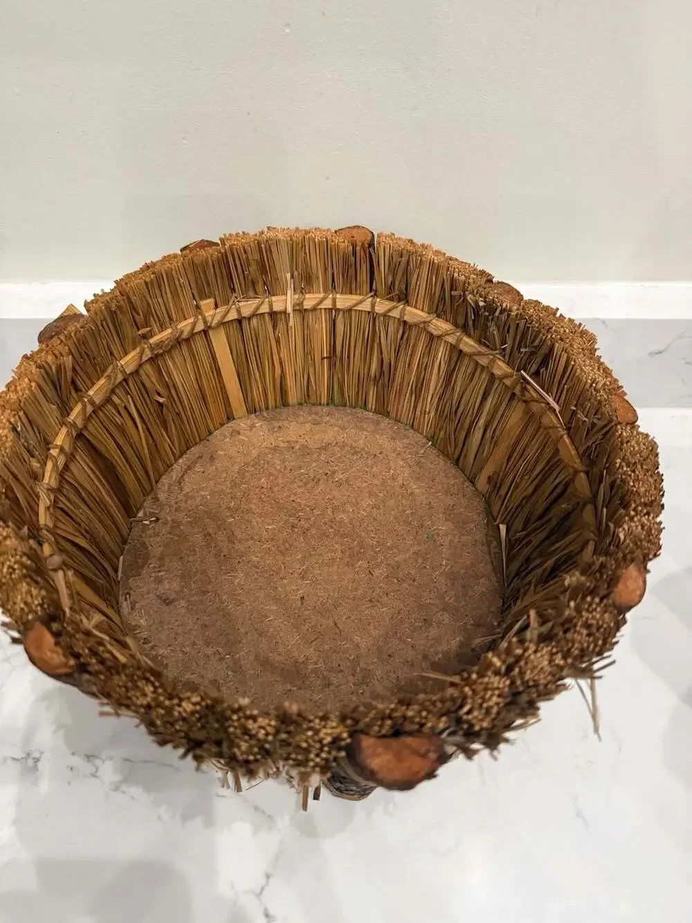 Rustic Twig and Straw Woven Decorative Planter Basket